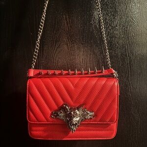 Dracula Red Faux Leather Purse Gunmetal Spikes La Femme En Noir Vixen Pitt
